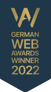 Das Siegel als Gewinner der German Web Awards als beste Webdesign Agentur in Deutschland