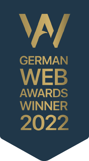 Das Siegel als Gewinner der German Web Awards als beste Webdesign Agentur in Deutschland